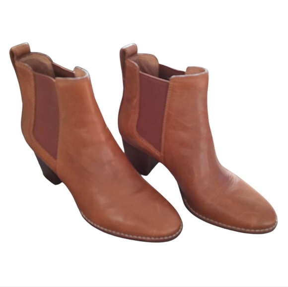 Madewell Regan Brown Leather Ankle Booties Size 7.5 - Picture 1 of 7
